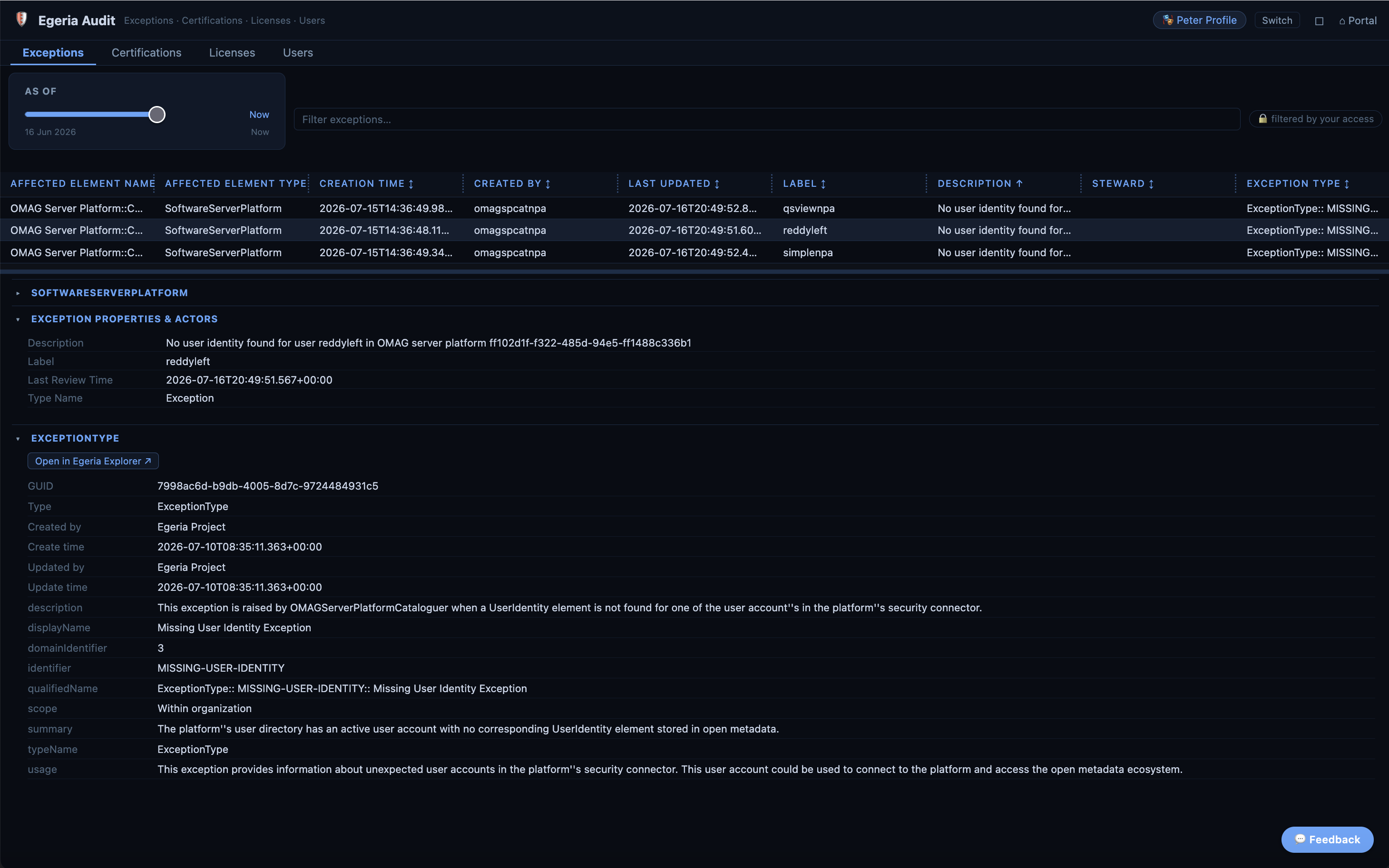 Missing user profiles