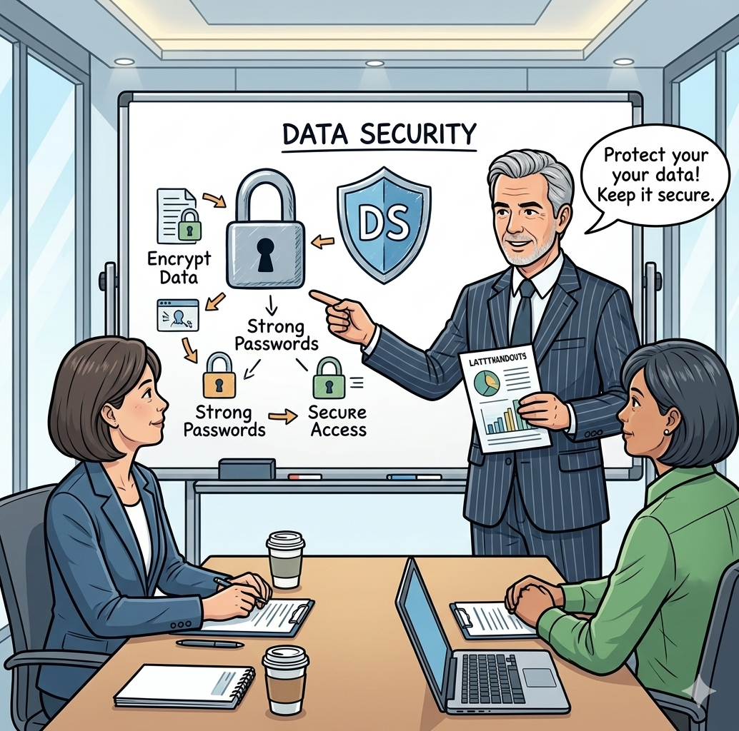 The finance team learning about data security