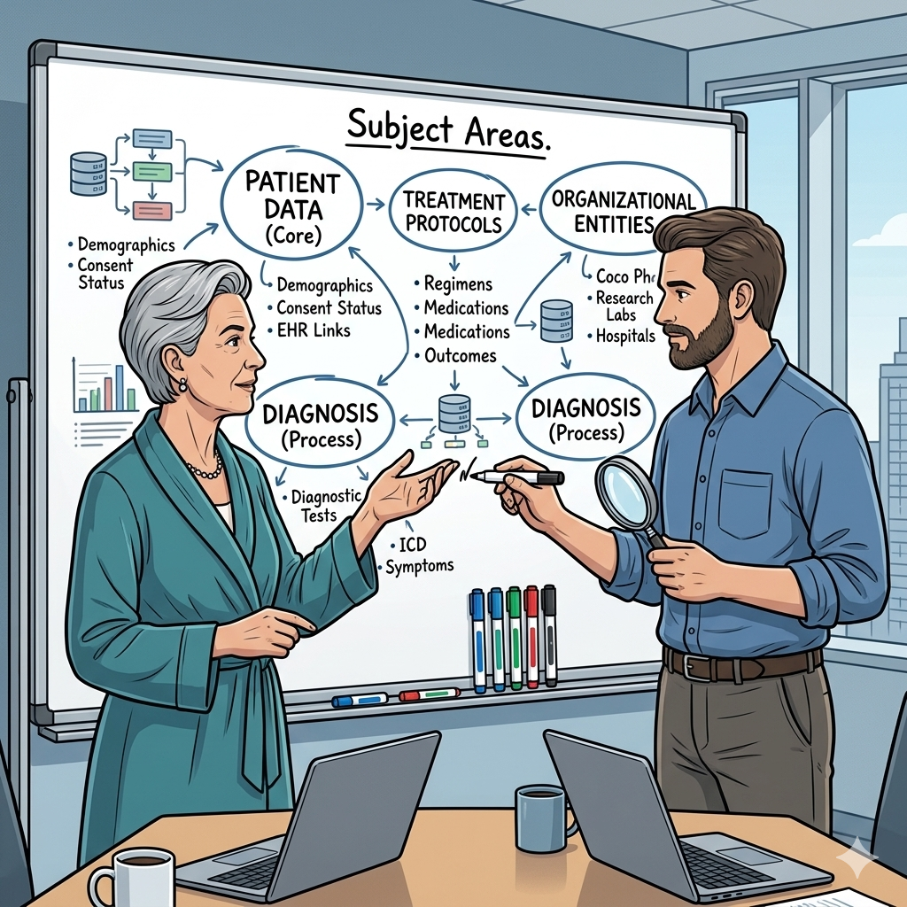 Erin and Peter defining the subject areas