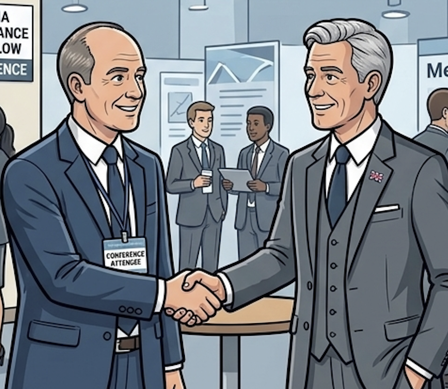 Ivor greeting the representative from the regulator
