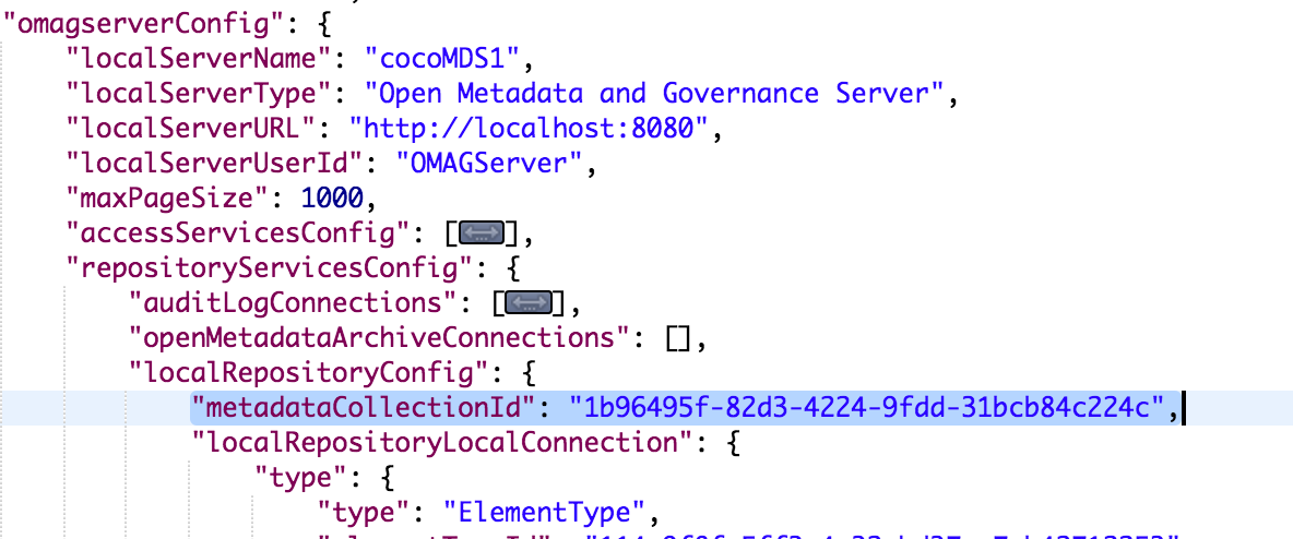 Local metadata collection id in server configuration